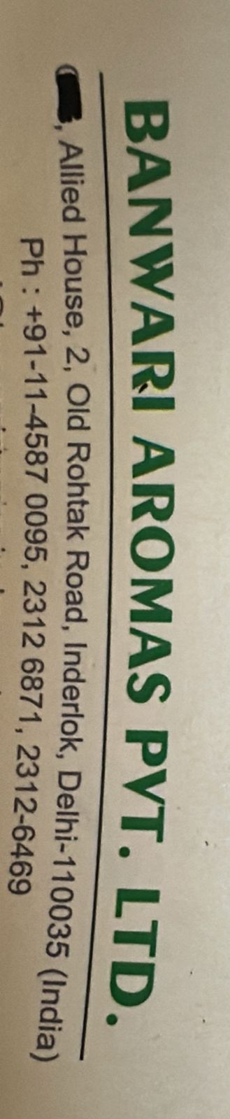 BANWARI AROMAS PRIVATE LIMITED