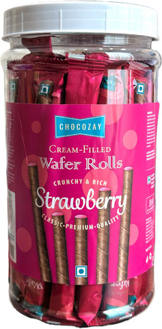 CHOCOFERRO CHOCOZAY WAFER ROLL STRAWBERRY FLAVOUR (400GRMX24)