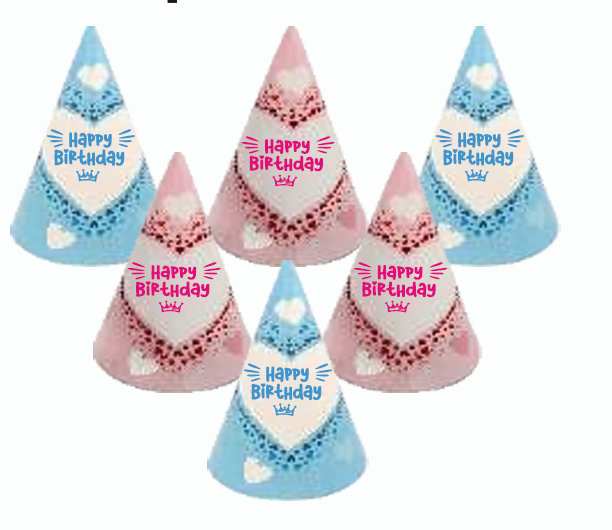 Happy BIRTHDAY Heart Designed Foil Cap |Large Size| Pack of 10 Pcs. per PKT, Cap Heart Medium Foil Happy BIRTHDAY Cap.