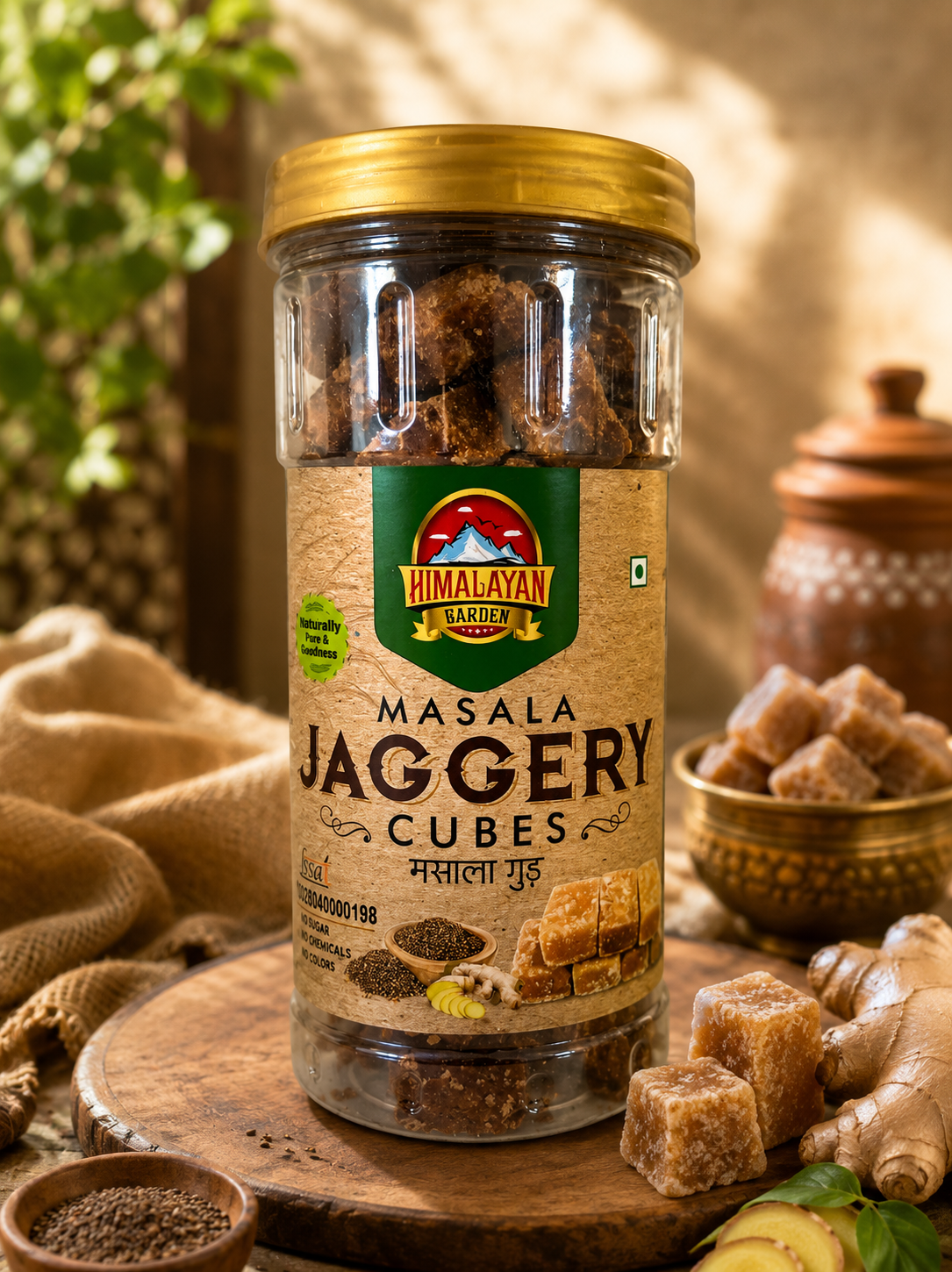 HIMALAYAN GARDEN PLAIN JAGGERY CUBES 500 GMS