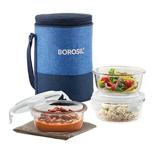 Borosil Lunch Box Set Of 3 Round 400ml