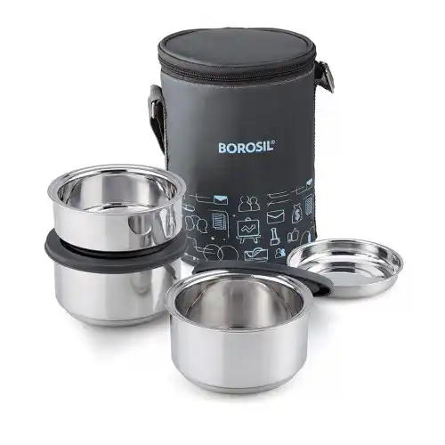 Borosil Lunch Box Set Of 2 Round 400ml