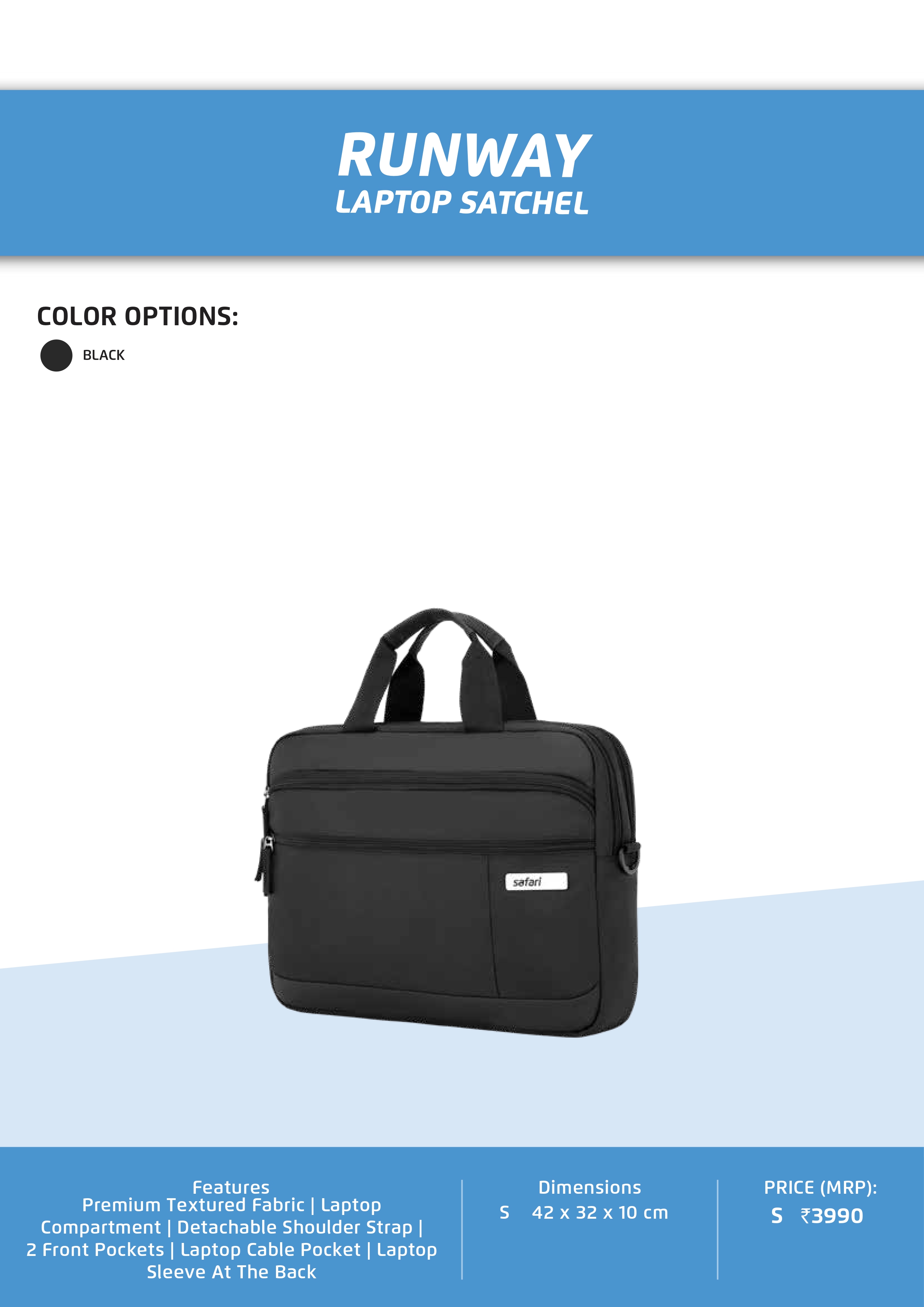 SAFARI RUNWAY LAPTOP SATCHEL